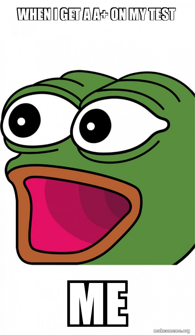 When I get a A+ on my test me - Poggers Meme Generator