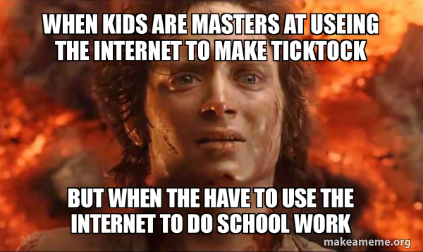 when kids are masters at useing the internet to make ticktock but when ...