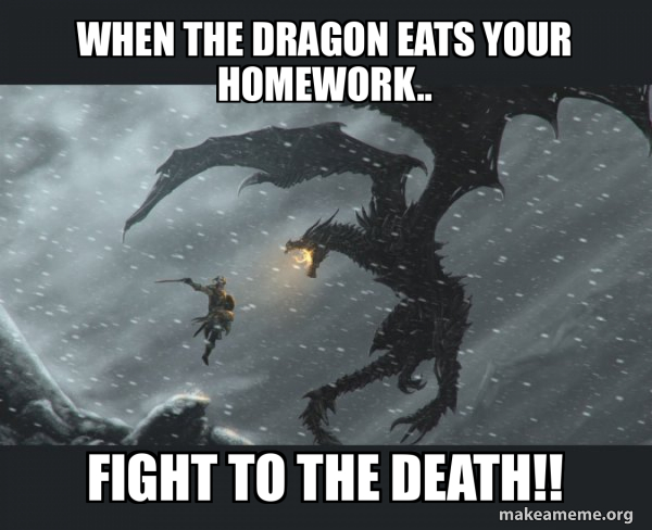 Skyrim Dragon Slaying meme