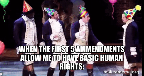 WHEN THE FIRST 5 AMMENDMENTS ALLOW ME TO HAVE BASIC HUMAN RIGHTS ...