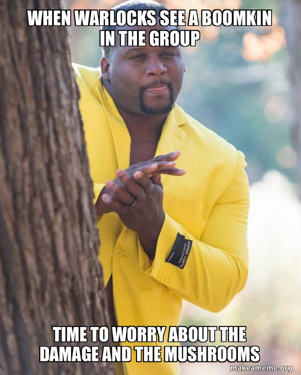 When Warlocks see a Boomkin in the group Time to worry about the damage ...