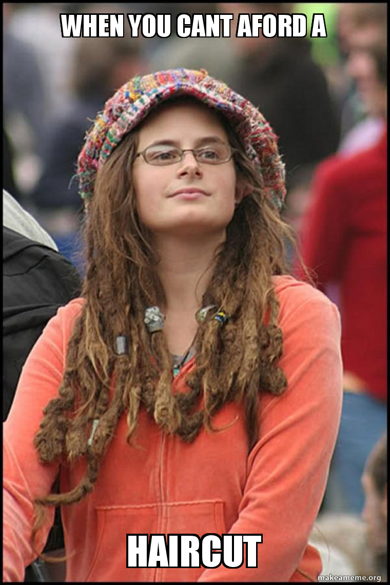 Female College Liberal - Bad Argument Hippie meme