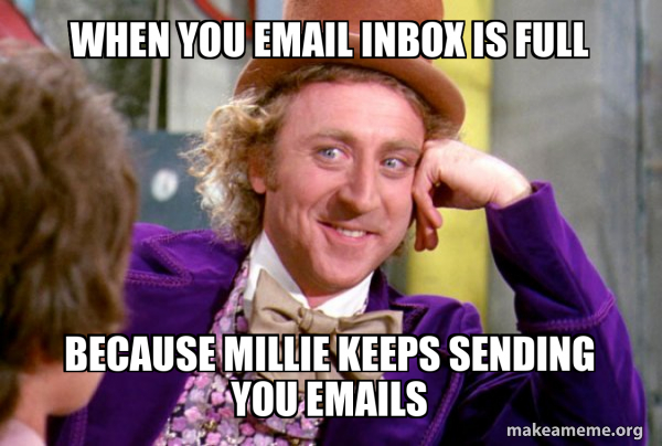 When you email inbox is full because Millie Keeps sending you emails ...