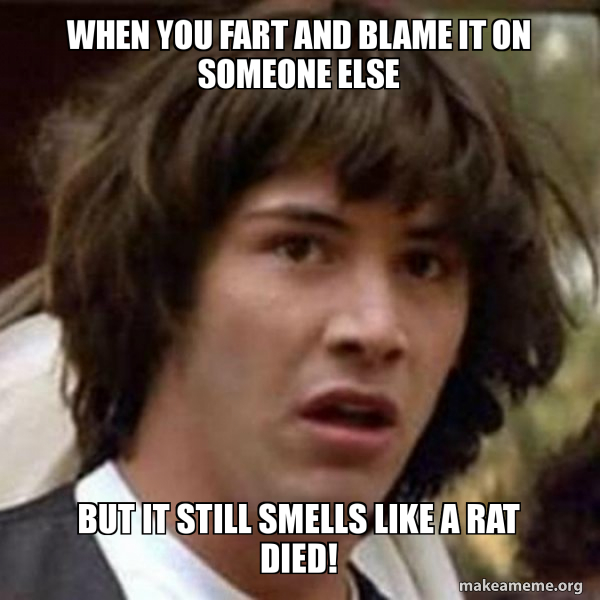 When You Fart And Blame It On Someone Else But It Still Smells Like A Rat Died Conspiracy Keanu Make A Meme