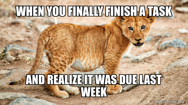 When you finally finish a task And realize it was due last week - when ...