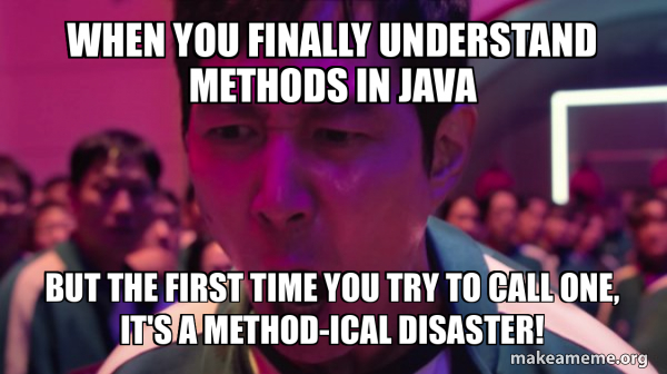 When you finally understand methods in Java But the first time you try ...