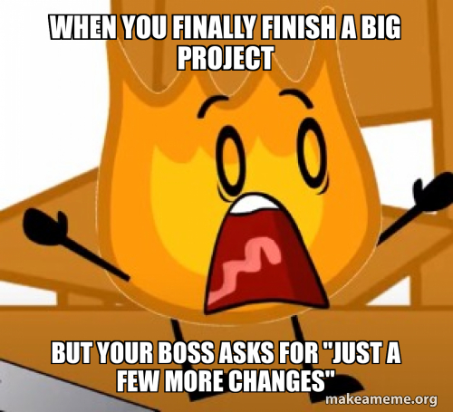 When you finally finish a big project But your boss asks for 