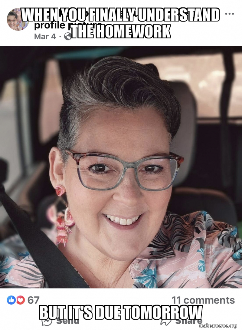 When you finally understand the homework But it's due tomorrow Meme ...