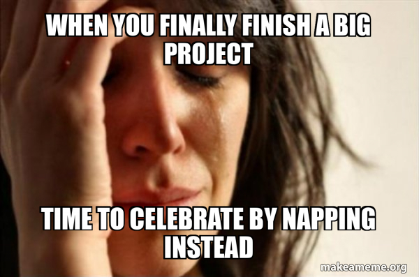 When you finally finish a big project Time to celebrate by napping ...