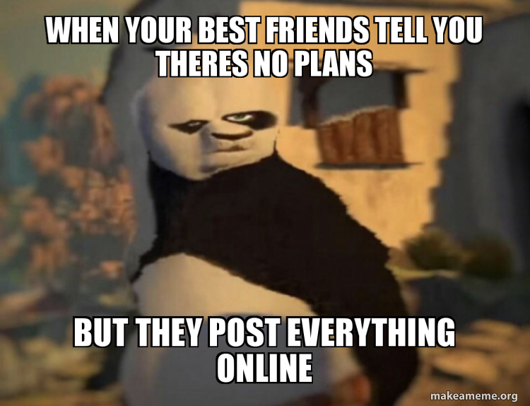 When Your Best Friends Tell You Theres No Plans But They Post Everything Online Make A Meme