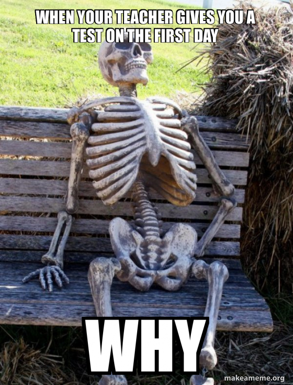 When Your Teacher Gives You A Test On The First Day WHY Waiting 