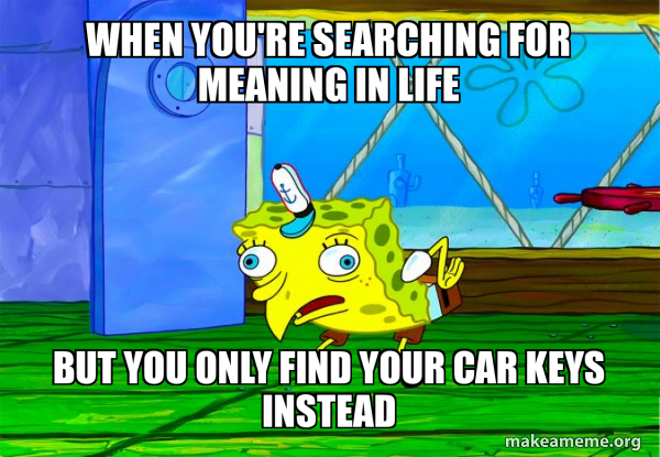 When you're searching for meaning in life But you only find your car ...