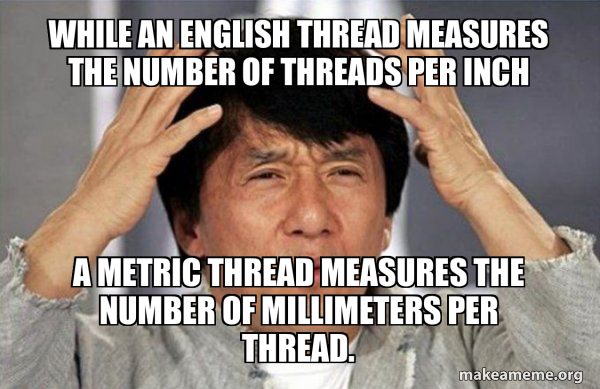 While an English thread measures the number of threads per inch a ...