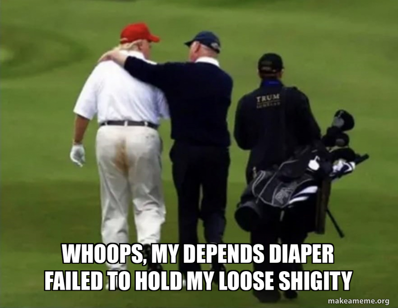 whoops, my depends diaper failed to hold my loose shigity Make a Meme