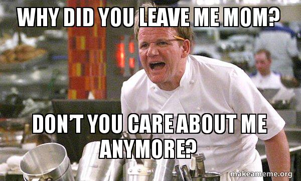 Why Did You Leave Me Mom Don T You Care About Me Anymore Gordon Ramsay Hell S Kitchen Make A Meme