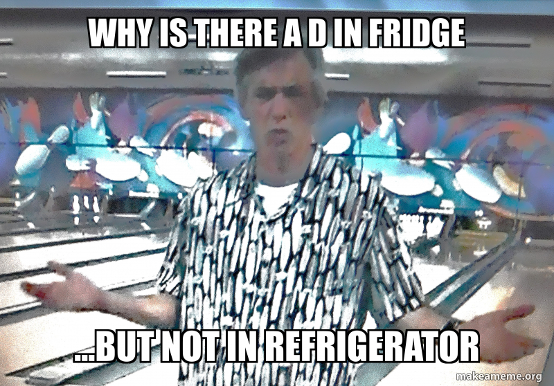 why is there a d in fridgebut not in refrigerator Meme Generator