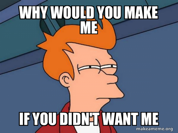 Why would you make me if you didn't want me - Futurama Fry Meme Generator