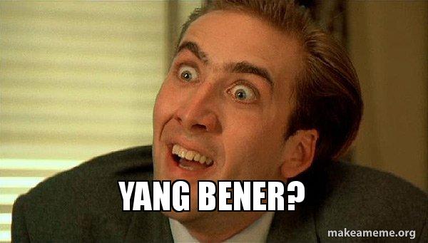Yang bener? - Sarcastic Nicholas Cage | Make a Meme