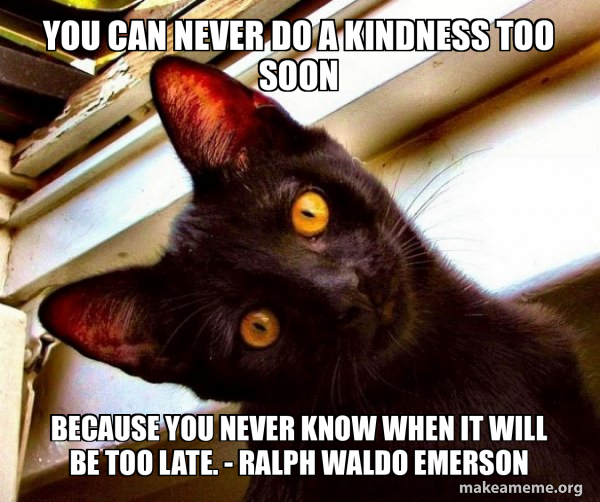 You can never do a kindness too soon Because you never know when it