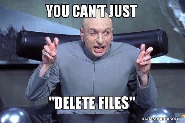 You can't just "Delete Files" - Dr Evil Austin Powers | Make a Meme