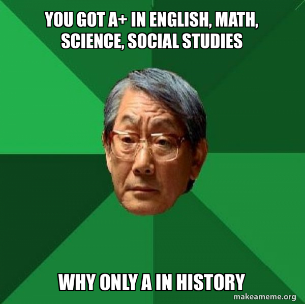 you got a+ in english, math, science, social studies why only a in ...