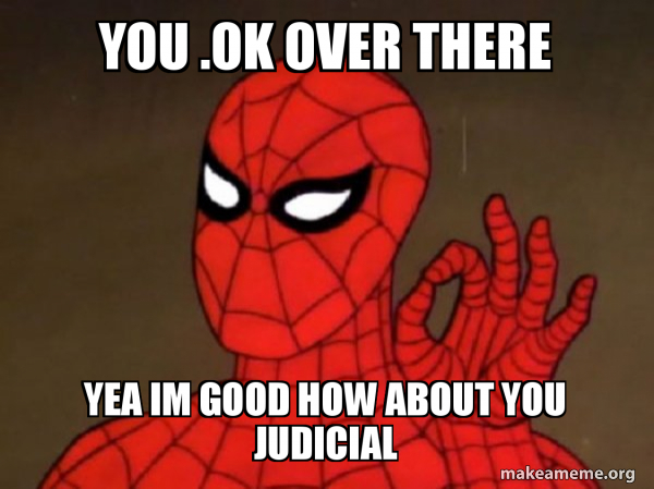 YOU .OK OVER THERE YEA IM GOOD HOW ABOUT YOU JUDICIAL - Spiderman ...