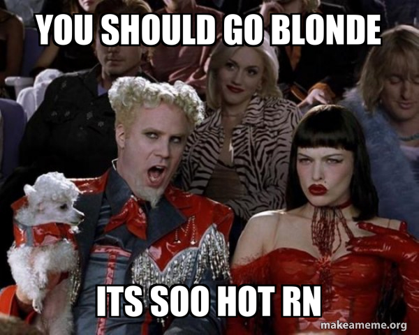 you should go blonde its soo hot rn - So Hot Right Now Meme Generator