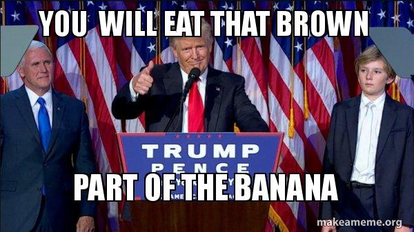 you will eat that brown part of the banana - President Elect Trump Meme
