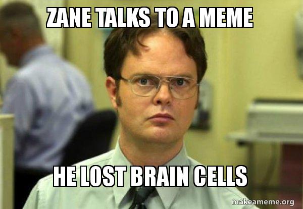 Zane Talks To A Meme He Lost Brain Cells Schrute Facts Dwight Schrute From The Office Make A Meme